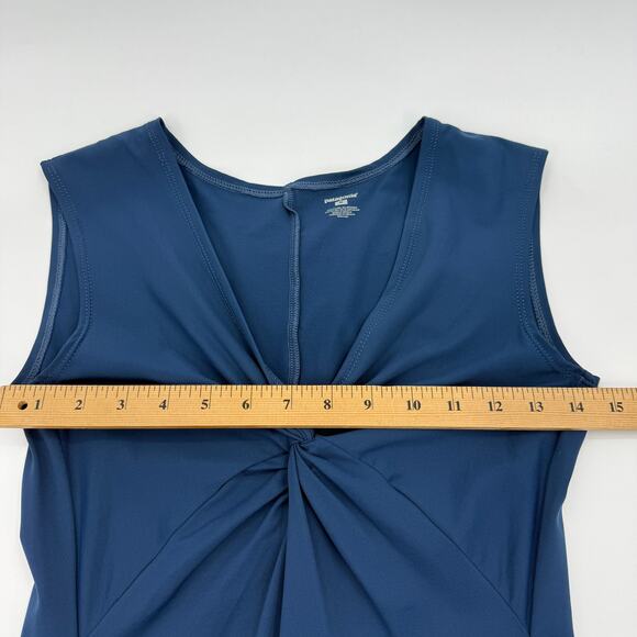 PATAGONIA Womens Twist Front Midi Dress Size M Blue Sleeveless Nylon Jersey - Picture 5 of 7